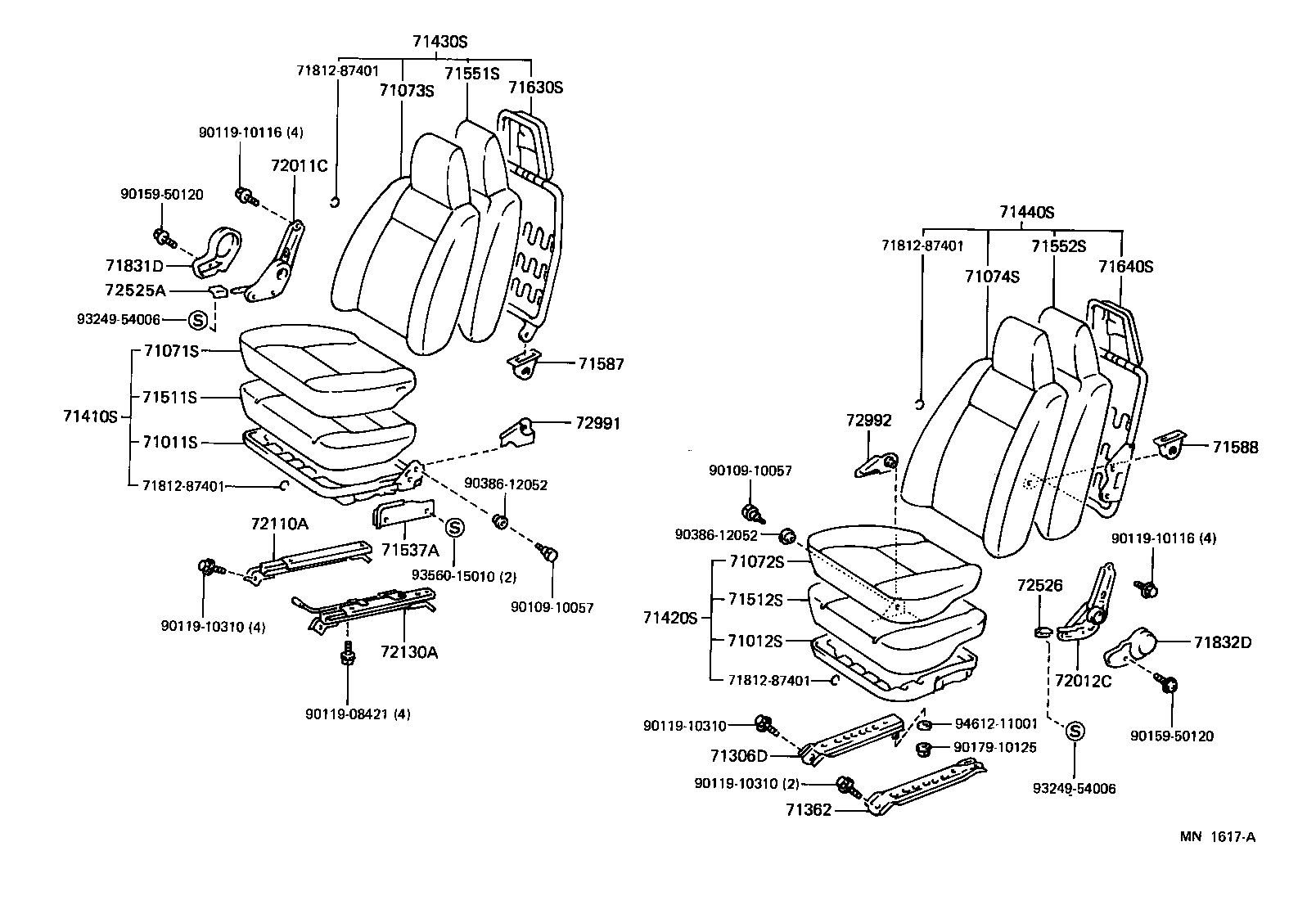 71309-28060 LEG SUB-ASSY, REAR SEAT CUSHION product image
