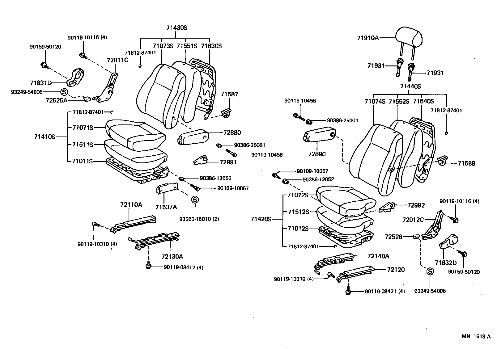 71309-28060 LEG SUB-ASSY, REAR SEAT CUSHION product image