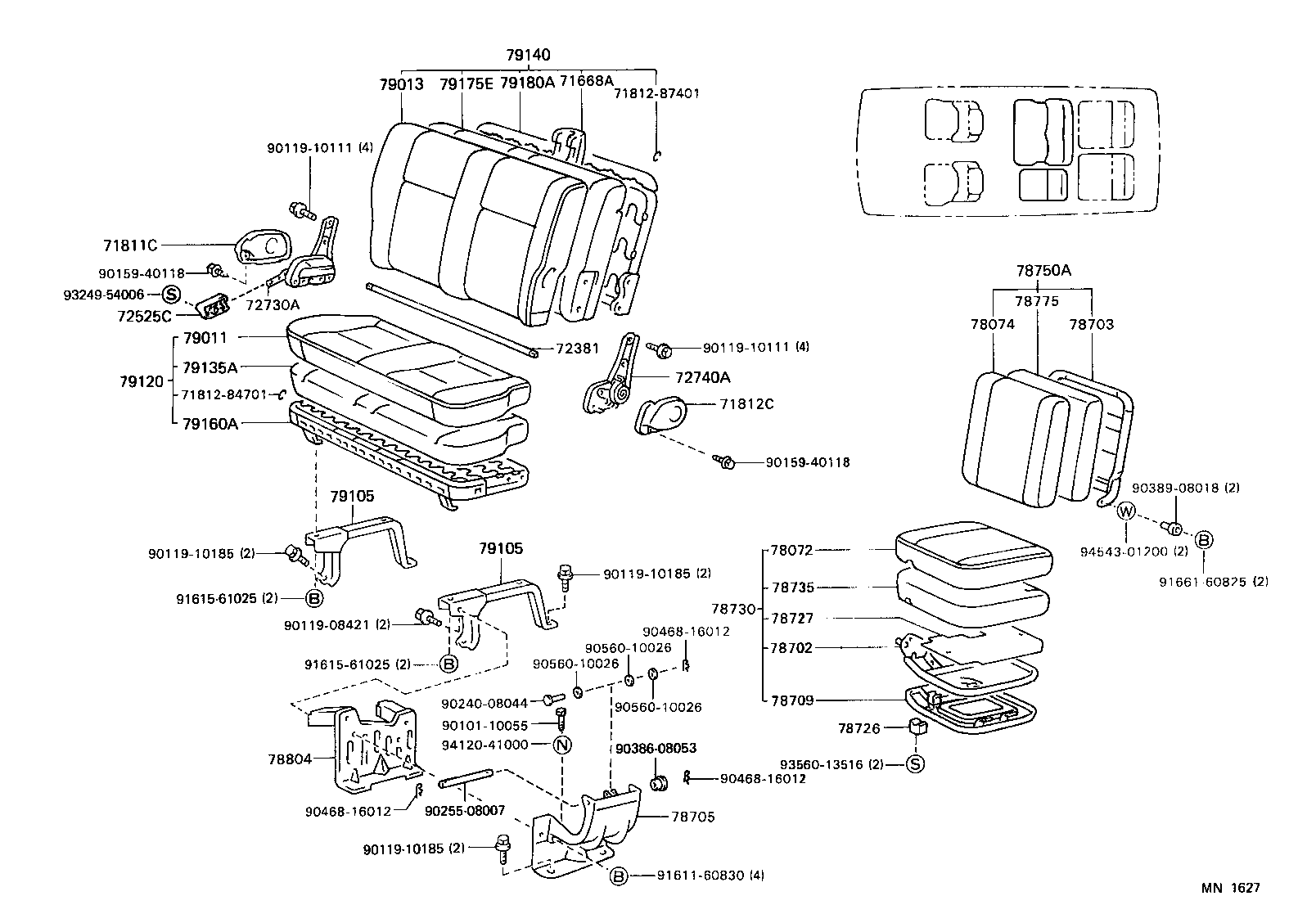 71309-28060 LEG SUB-ASSY, REAR SEAT CUSHION product image