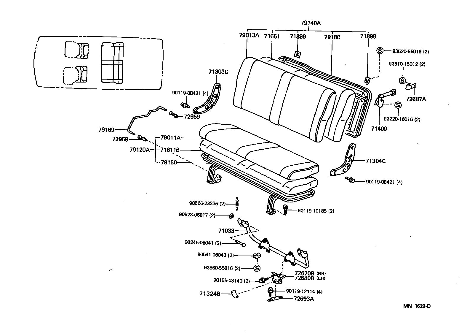 71309-28060 LEG SUB-ASSY, REAR SEAT CUSHION product image