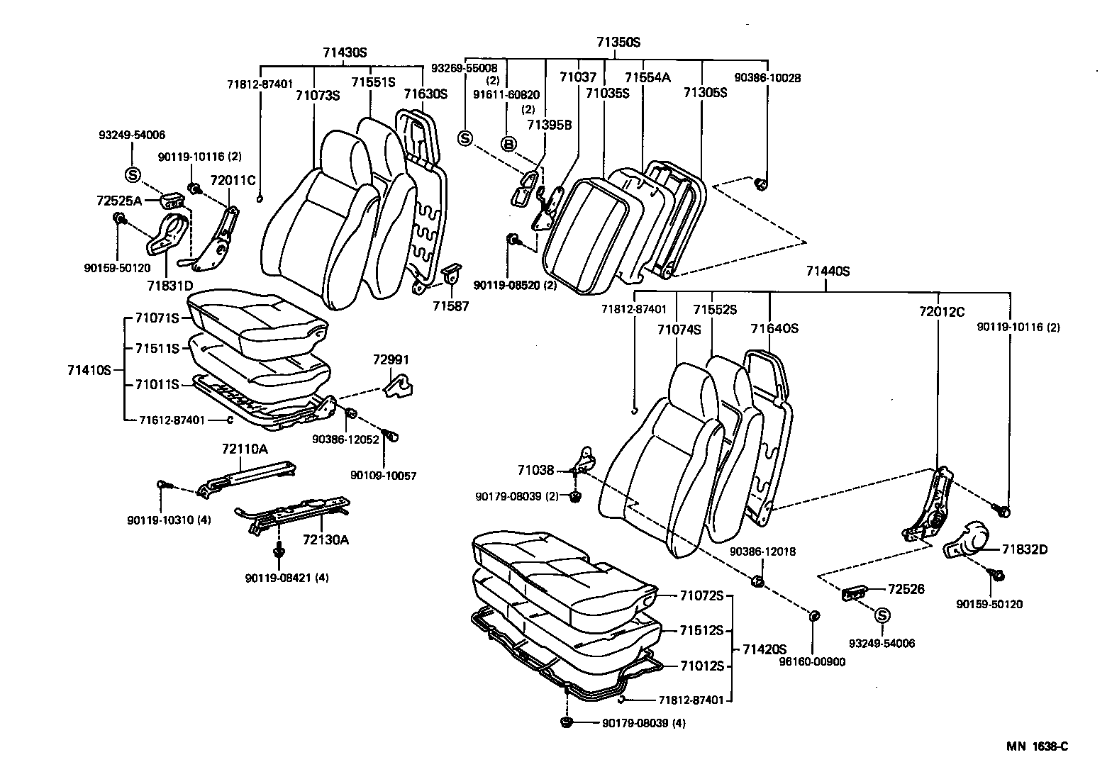 71033-28050 LEG SUB-ASSY, REAR SEAT CUSHION product image