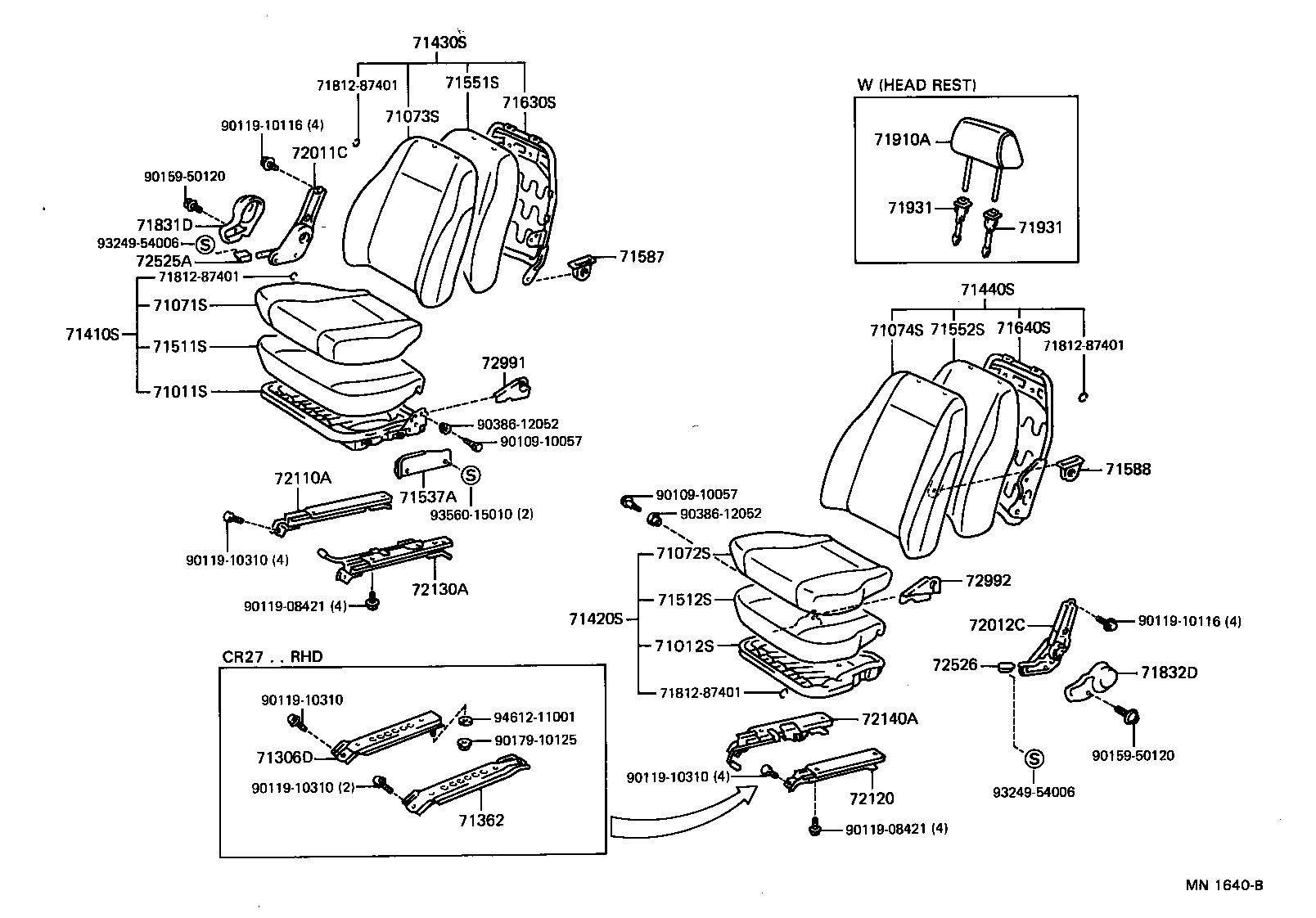 71033-28050 LEG SUB-ASSY, REAR SEAT CUSHION product image