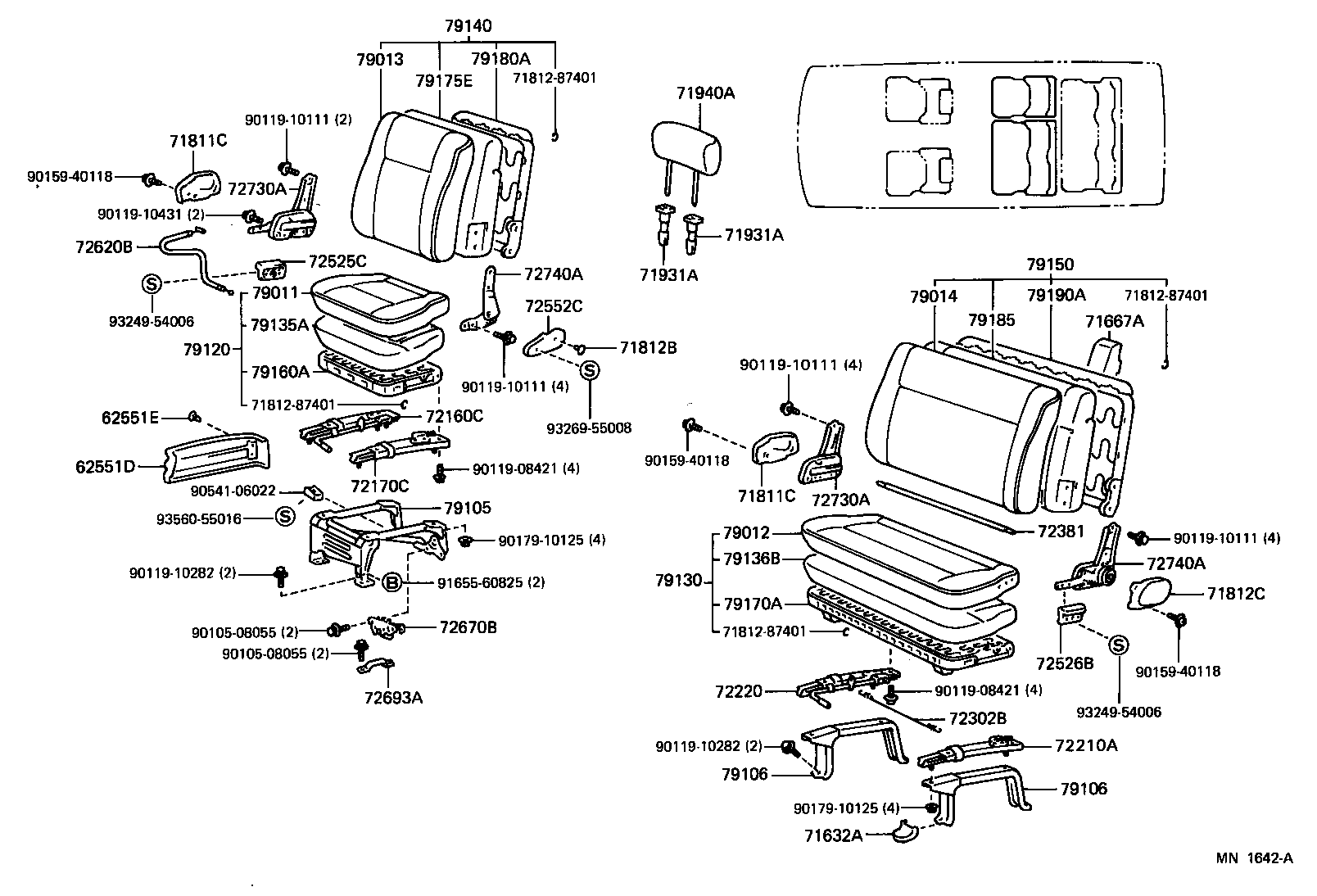 71033-28050 LEG SUB-ASSY, REAR SEAT CUSHION product image