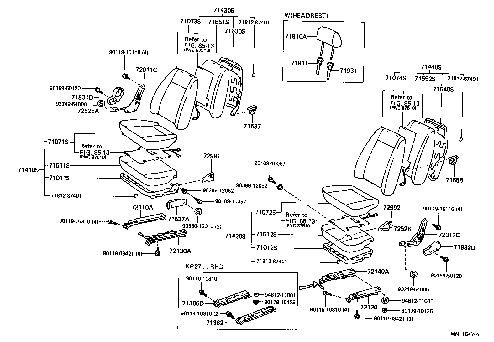 71309-28030 LEG SUB-ASSY, REAR SEAT CUSHION product image