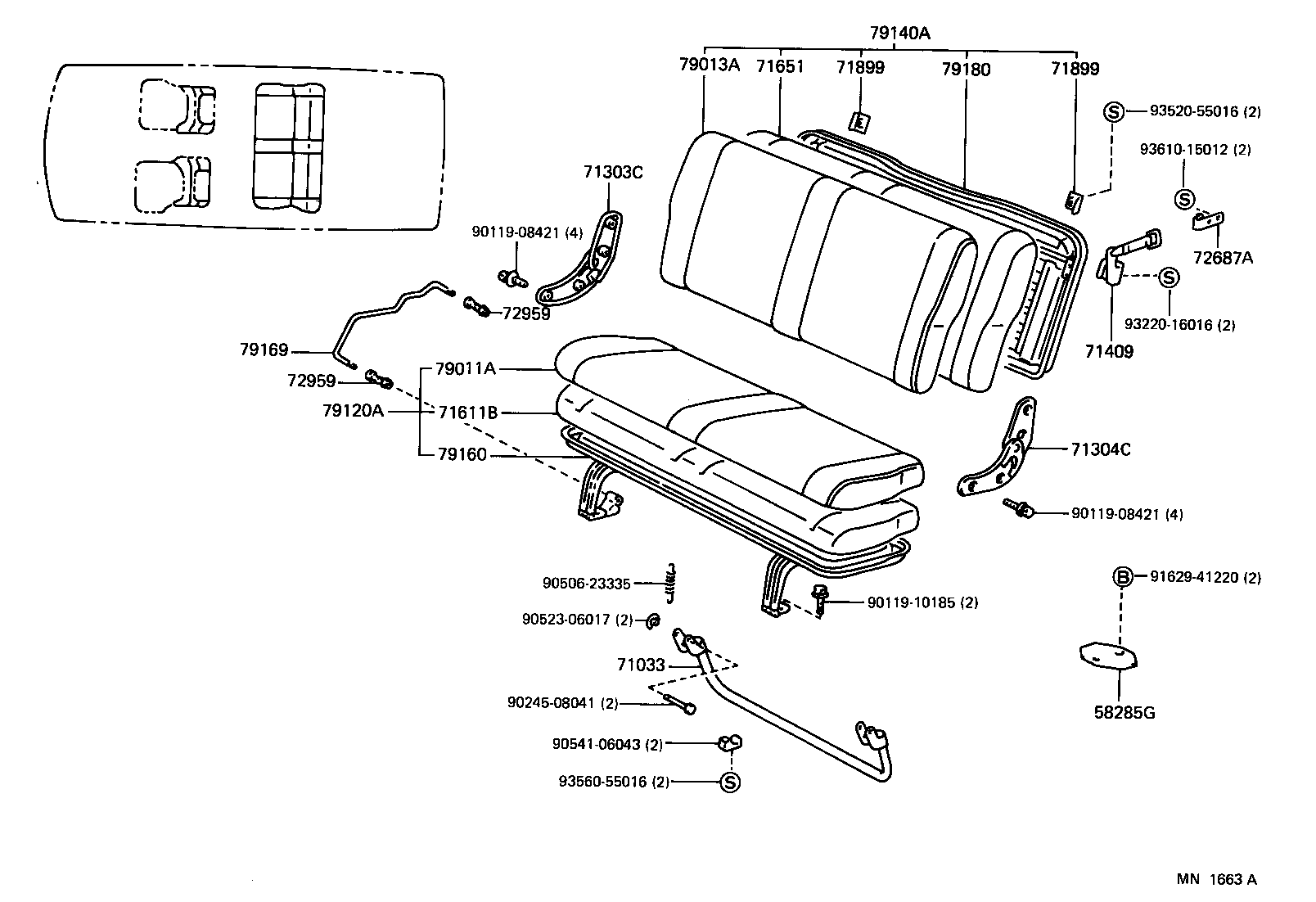 71033-28050 LEG SUB-ASSY, REAR SEAT CUSHION product image
