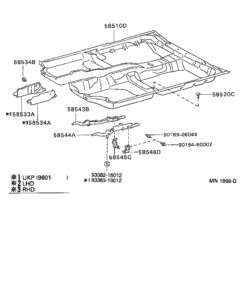 58544-05020 BRACKET, FLOOR CARPET, LH product image