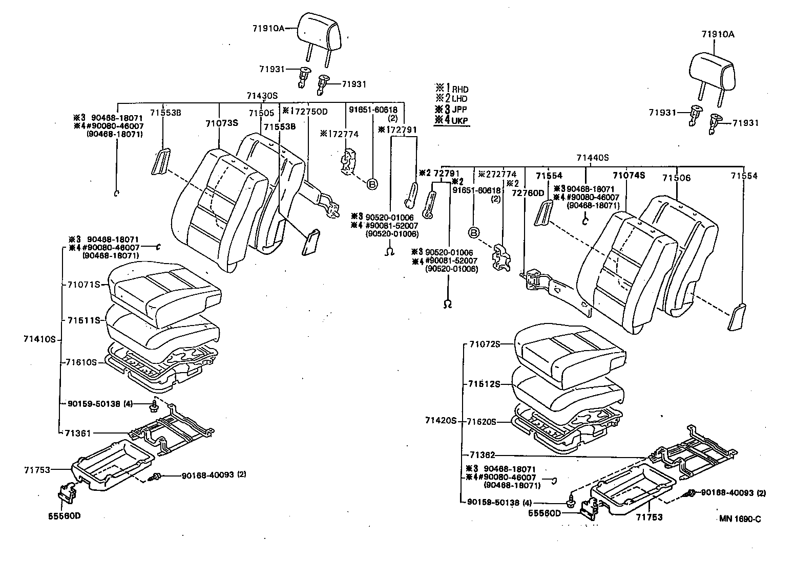 71610-20490 SPRING ASSY, FRONT SEAT CUSHION, RH(FOR SEPARATE TYPE) product image