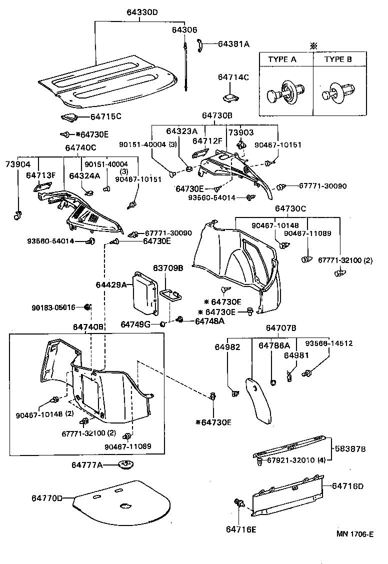 64323-05010 CLAMP, PACKAGE TRAY TRIM, RH product image
