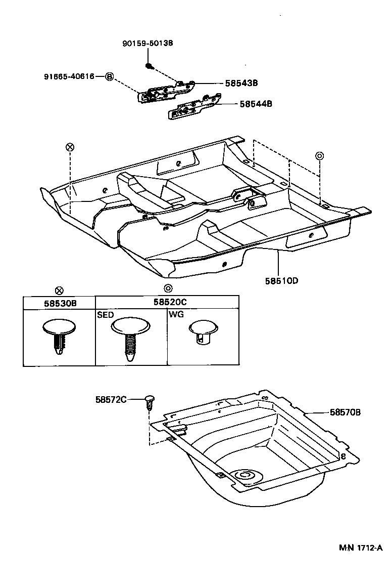 58543-06010 BRACKET, FLOOR CARPET, RH product image
