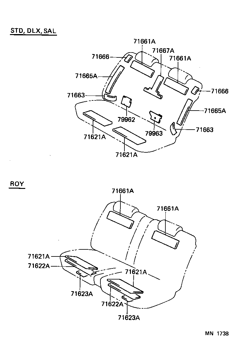71663-30110 PAD, REAR SEAT BACK, LOWER product image