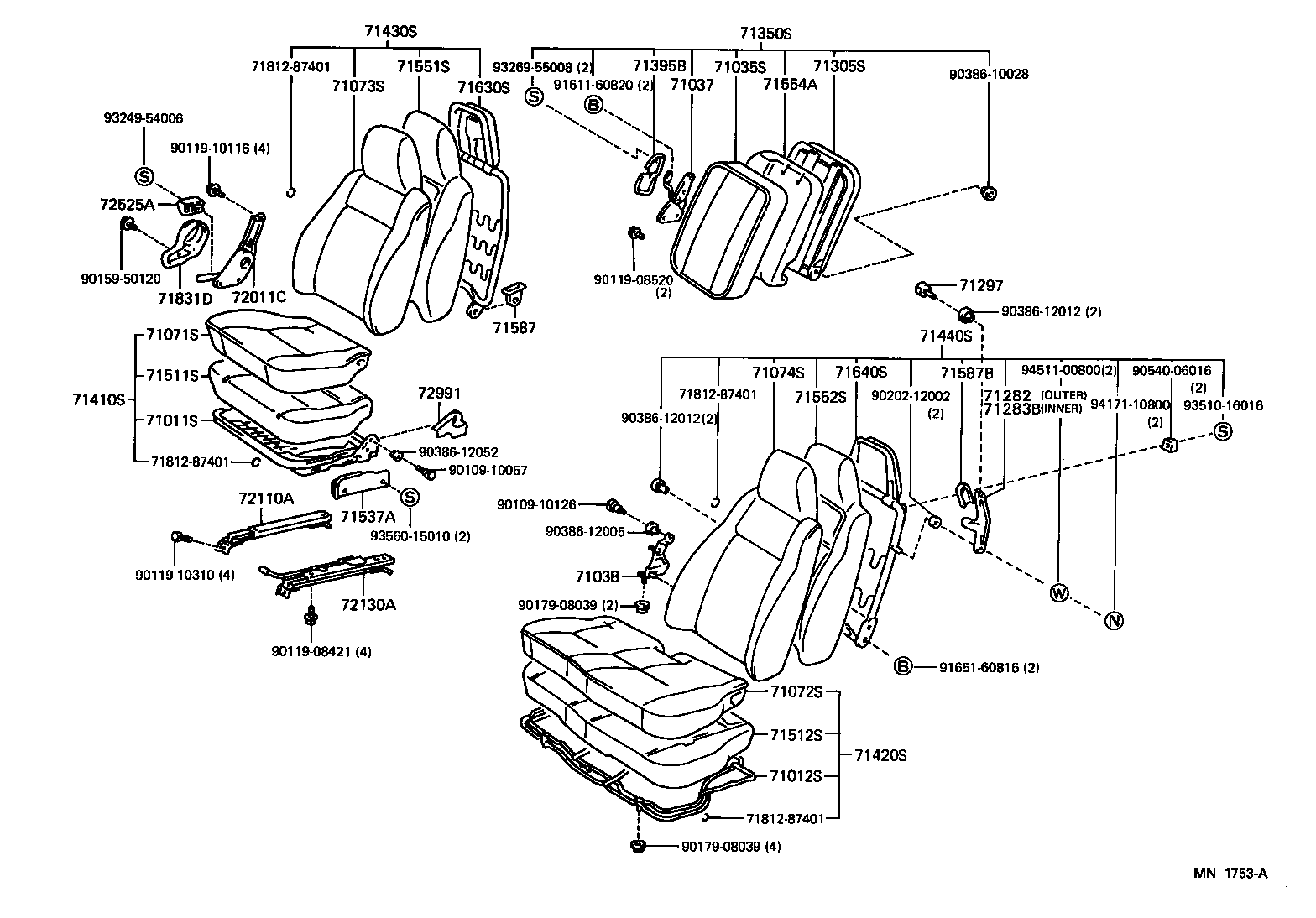 71309-28060 LEG SUB-ASSY, REAR SEAT CUSHION product image