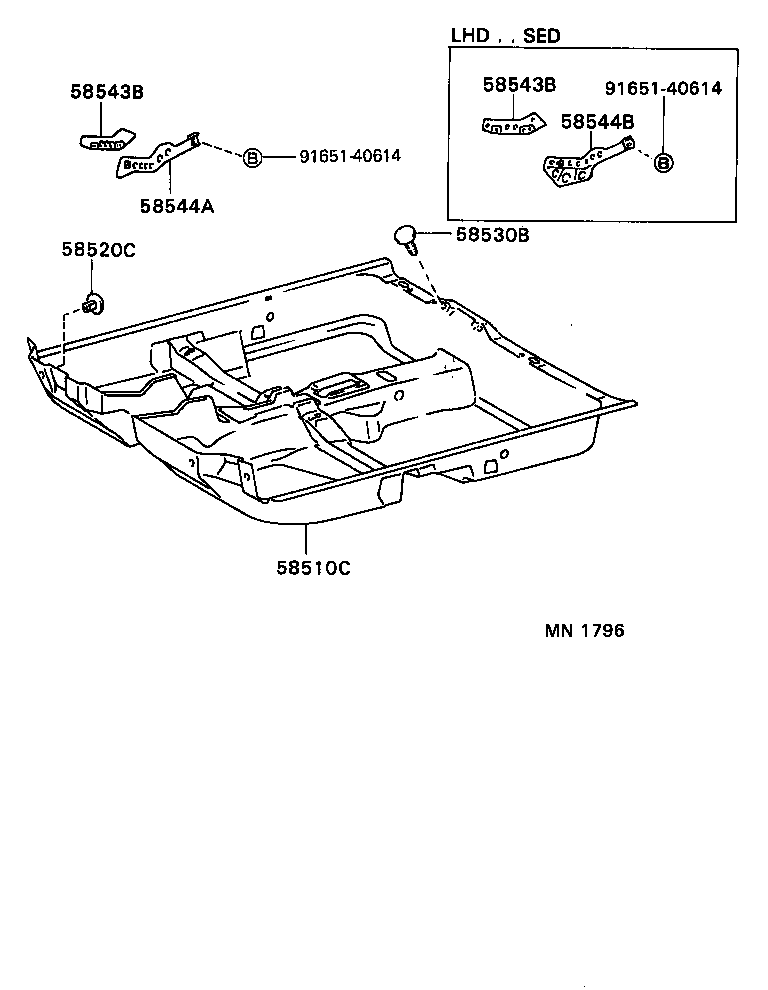 58544-12010 BRACKET, FLOOR CARPET, LH product image
