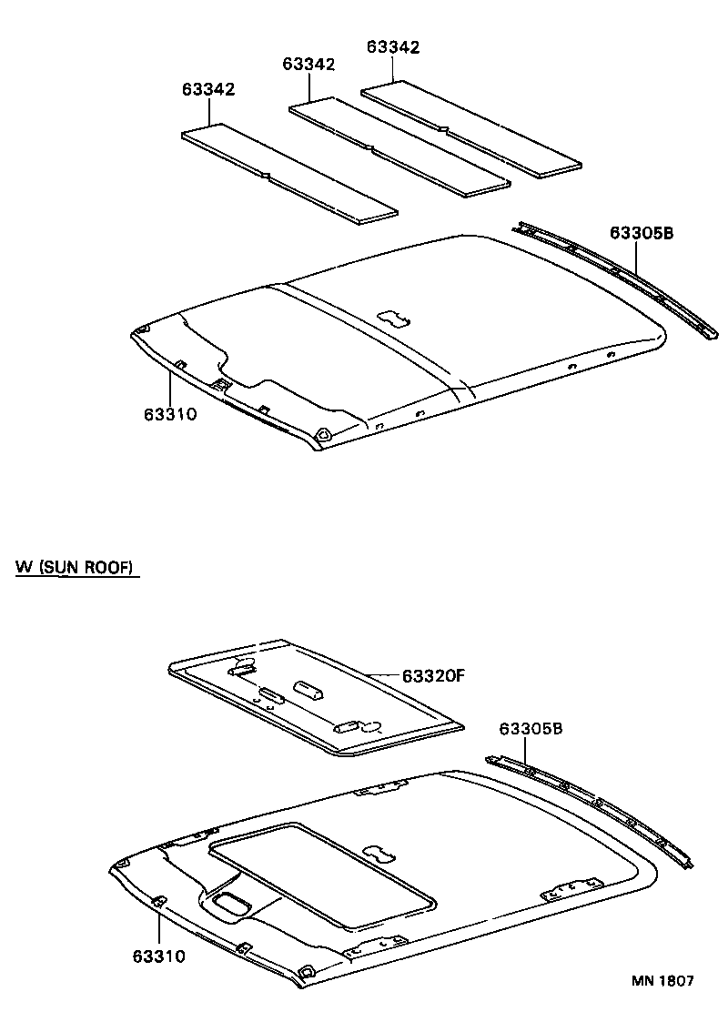 63305-12170-B0 TRIM SUB-ASSY, ROOF HEADLINING, REAR product image