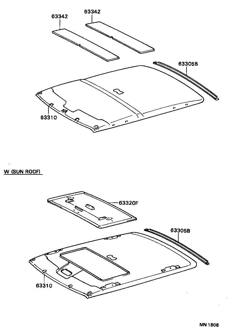 63305-12170-B0 TRIM SUB-ASSY, ROOF HEADLINING, REAR product image