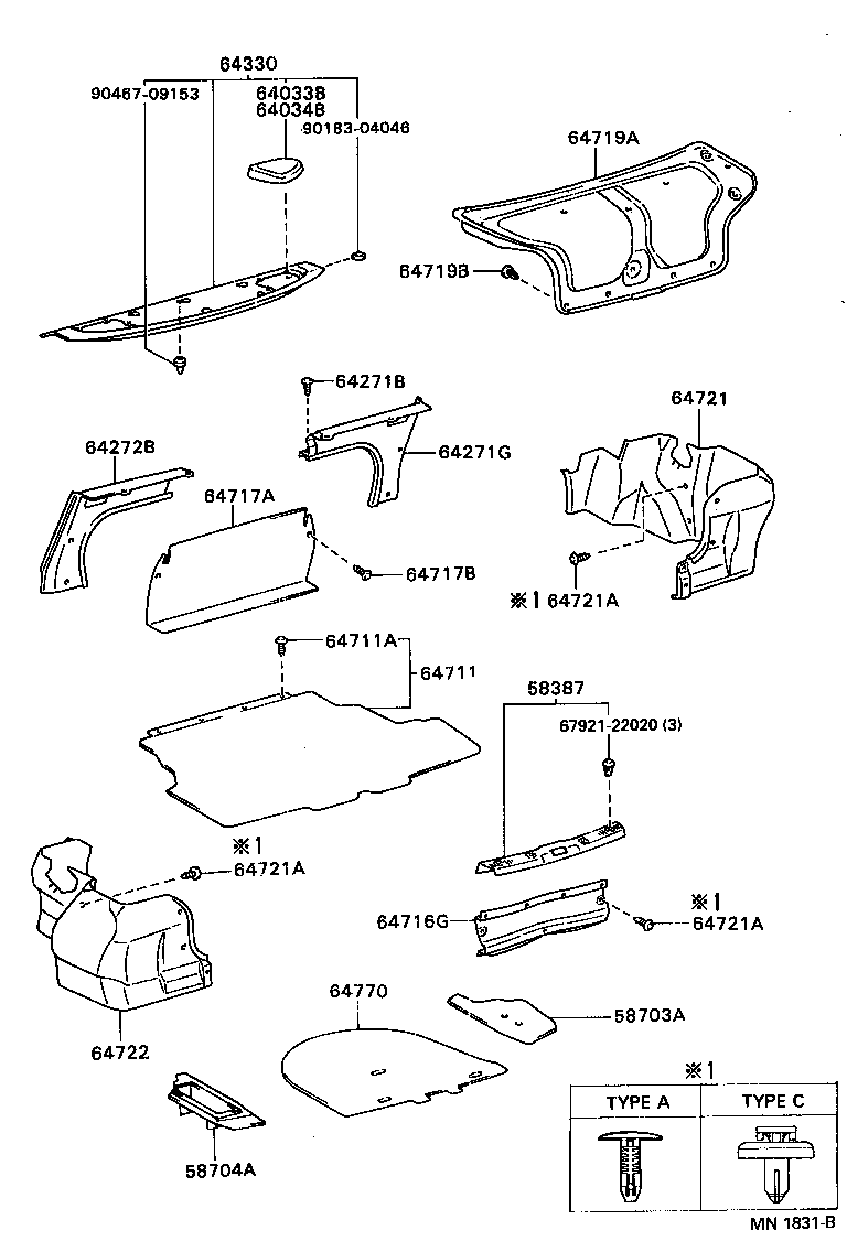 58703-12070 COVER SUB-ASSY, LUGGAGE COMPARTMENT SIDE, RH product image