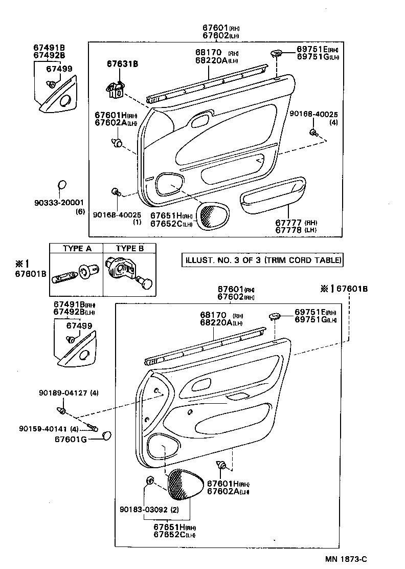 67495-12170 COVER, FRONT DOOR FRONT LOWER FRAME, UPPER RH product image