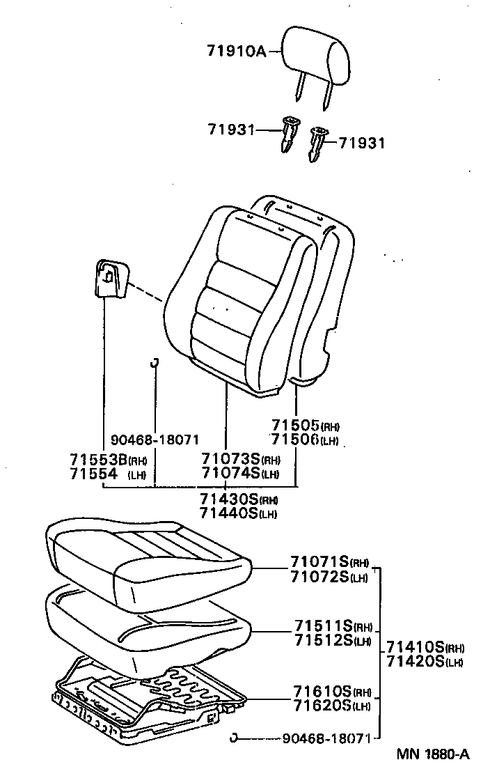 71610-12430 SPRING ASSY, FRONT SEAT CUSHION, RH(FOR SEPARATE TYPE) product image