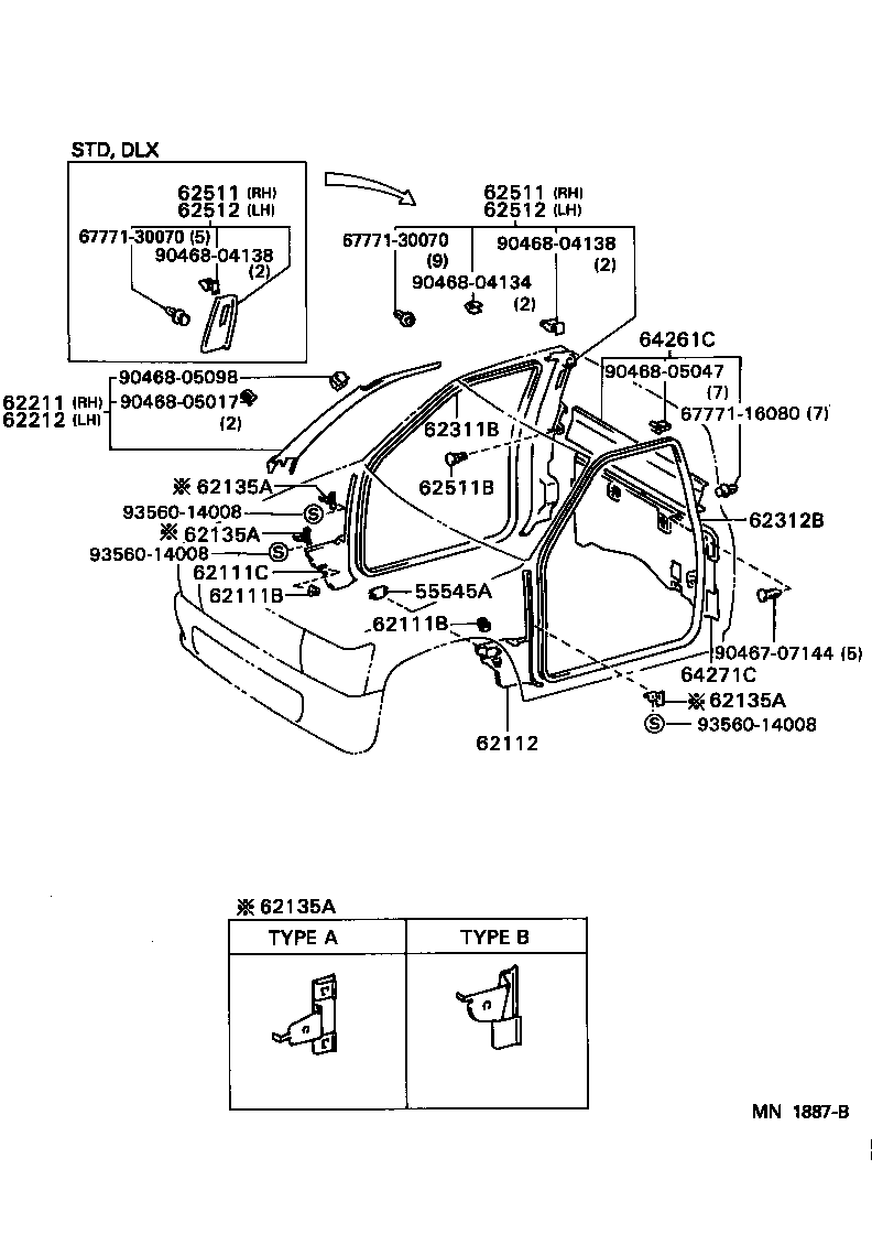 Toyota 62211-34040-J0 GARNISH, FRONT PILLAR, RH