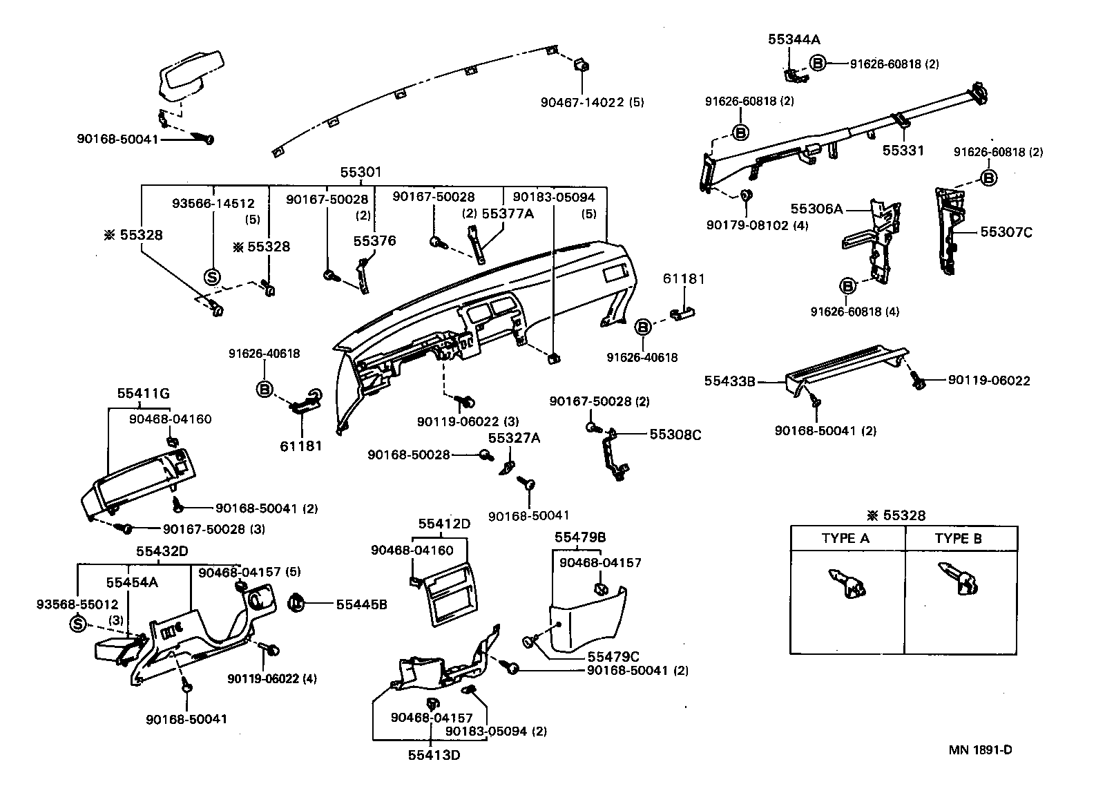 55558-34010 REINFORCEMENT, GLOVE COMPARTMENT DOOR product image