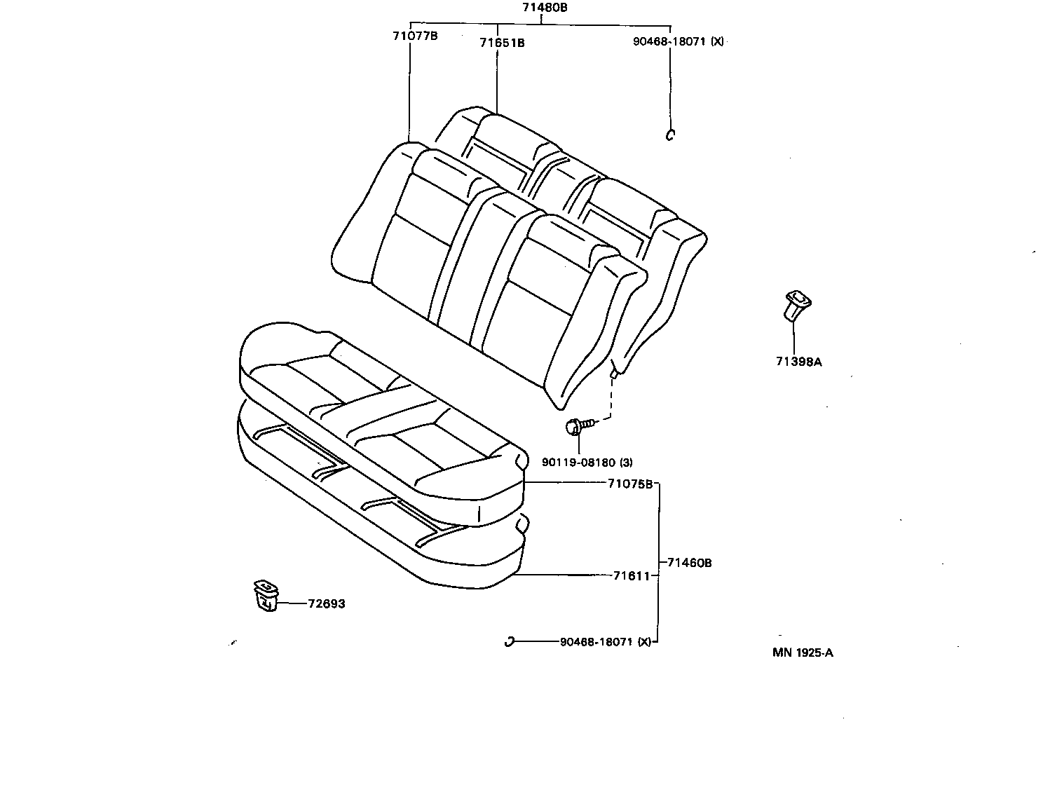 71017-20470 FRAME SUB-ASSY, REAR SEAT BACK, RH product image