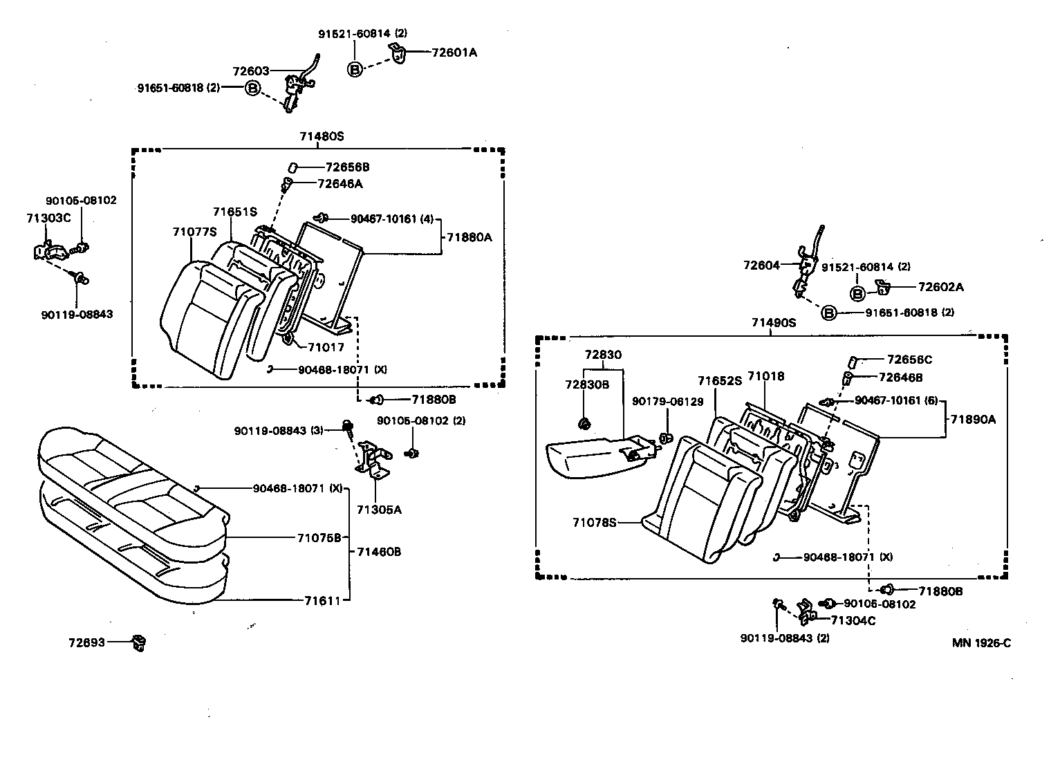 71017-20470 FRAME SUB-ASSY, REAR SEAT BACK, RH product image