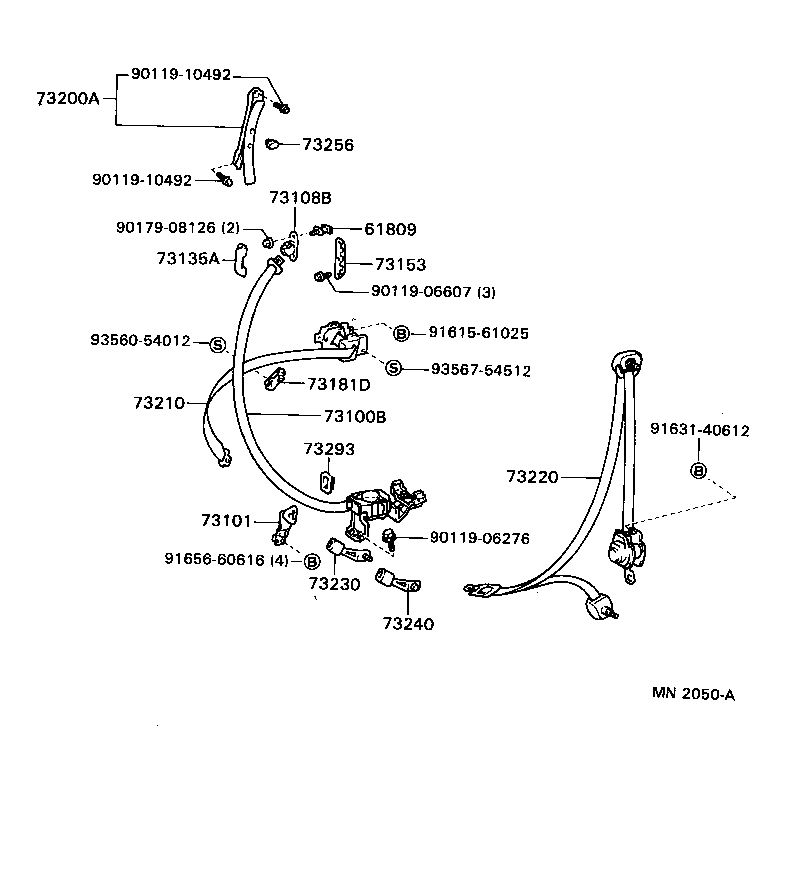 Toyota 73230-16231-04 BELT ASSY, FRONT SEAT INNER, RH