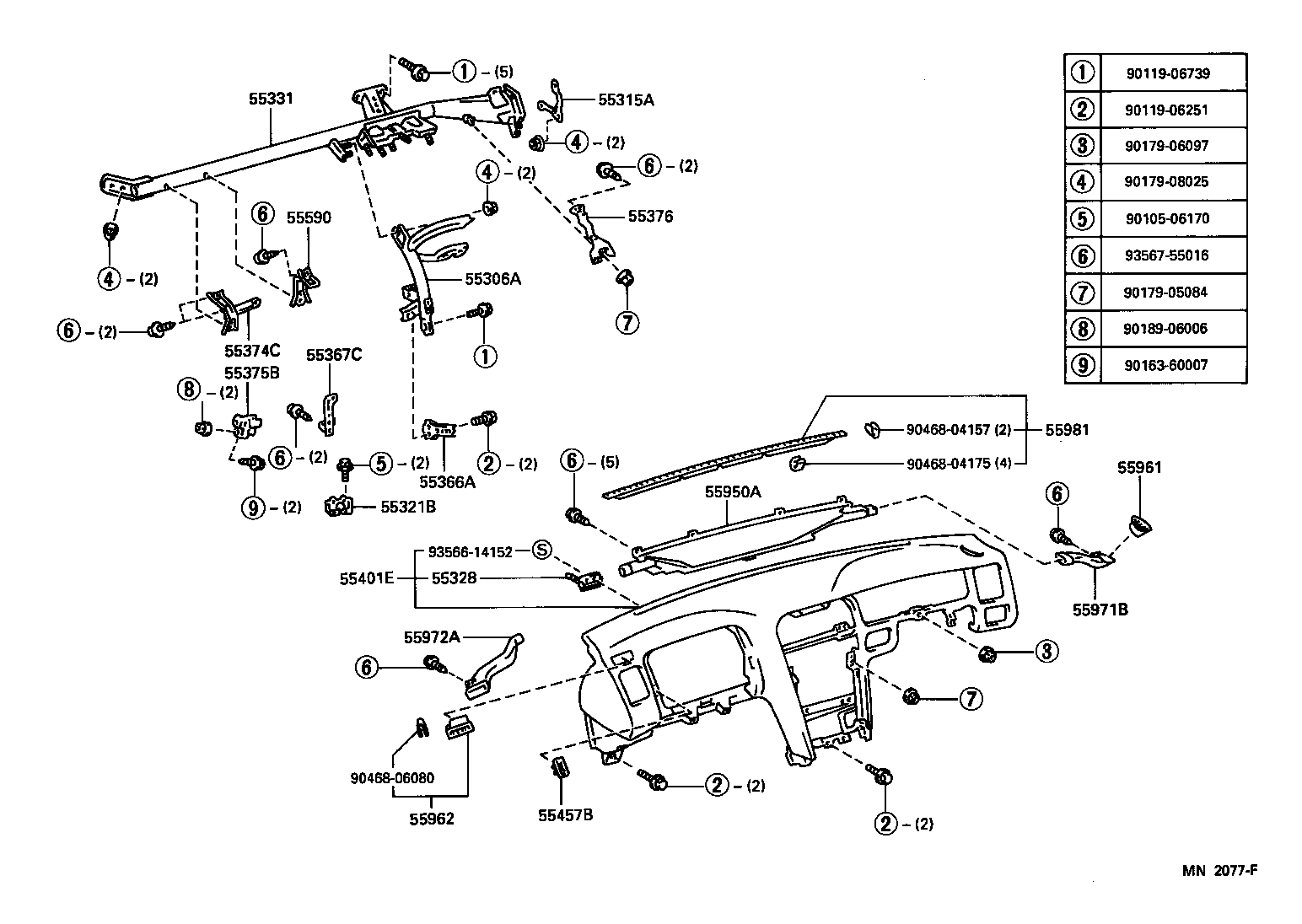 55321-22090 BRACKET, INSTRUMENT PANEL, NO.1 product image