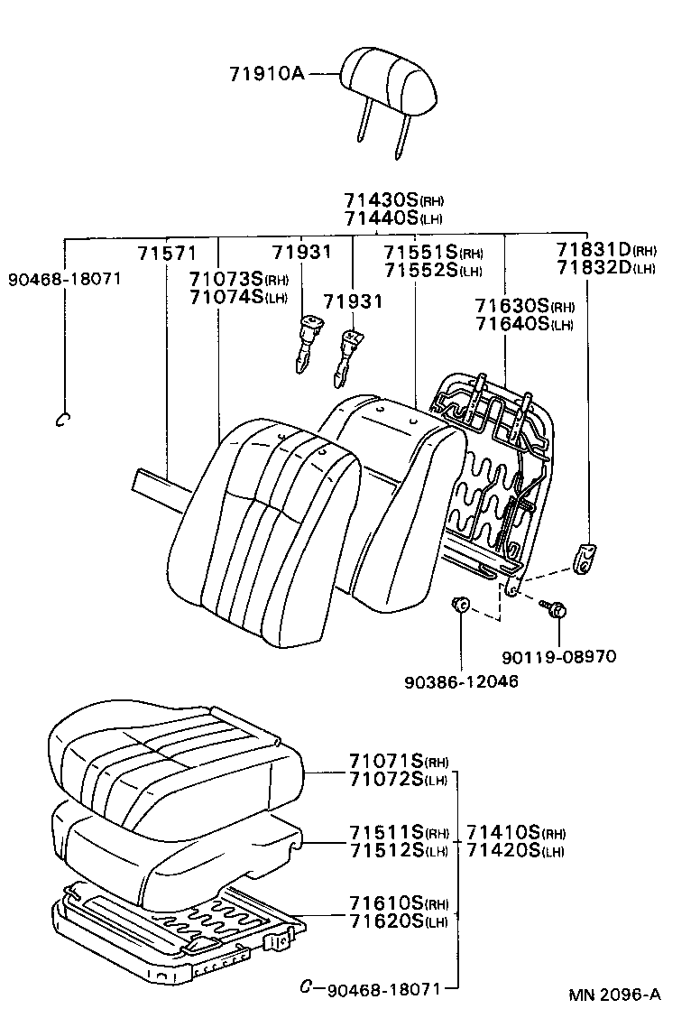 71630-22601 SPRING ASSY, FRONT SEAT BACK, RH(FOR SEPARATE TYPE) product image