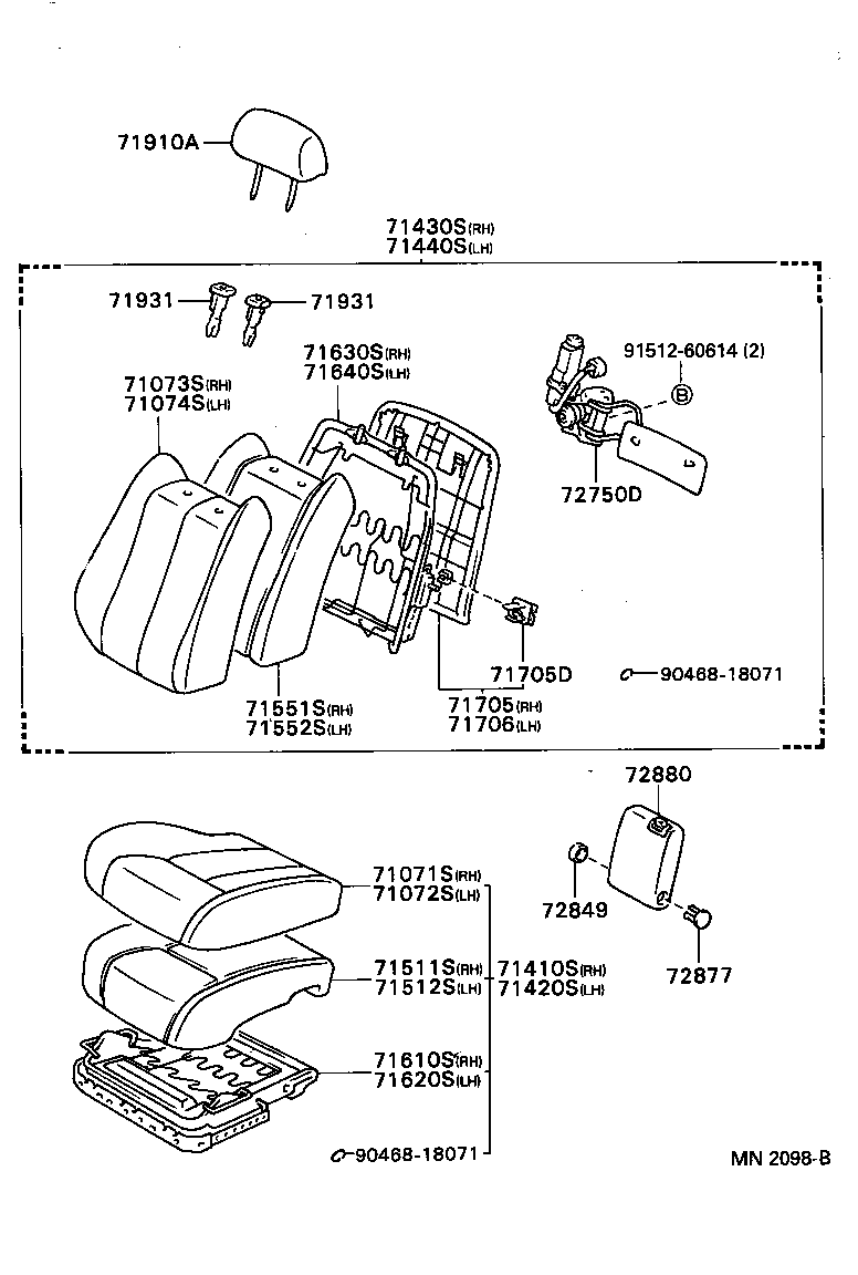 71630-22601 SPRING ASSY, FRONT SEAT BACK, RH(FOR SEPARATE TYPE) product image