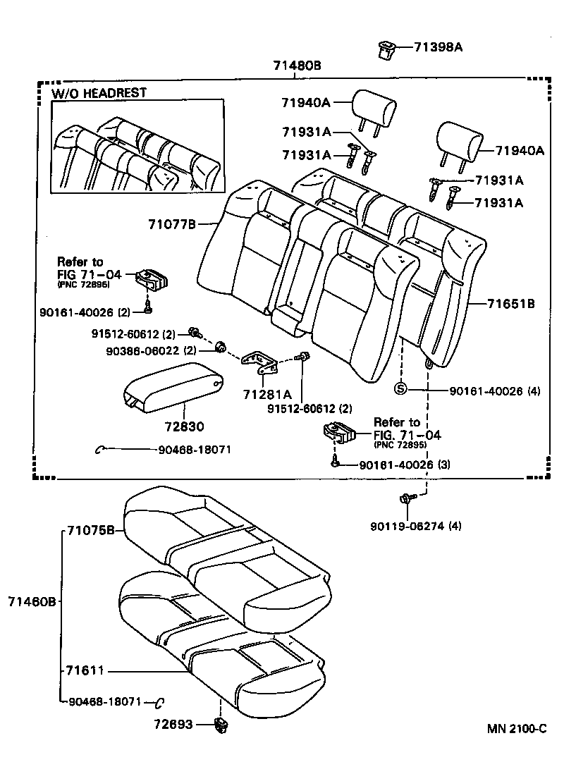 71503-22040 PAD, REAR SEAT CUSHION product image