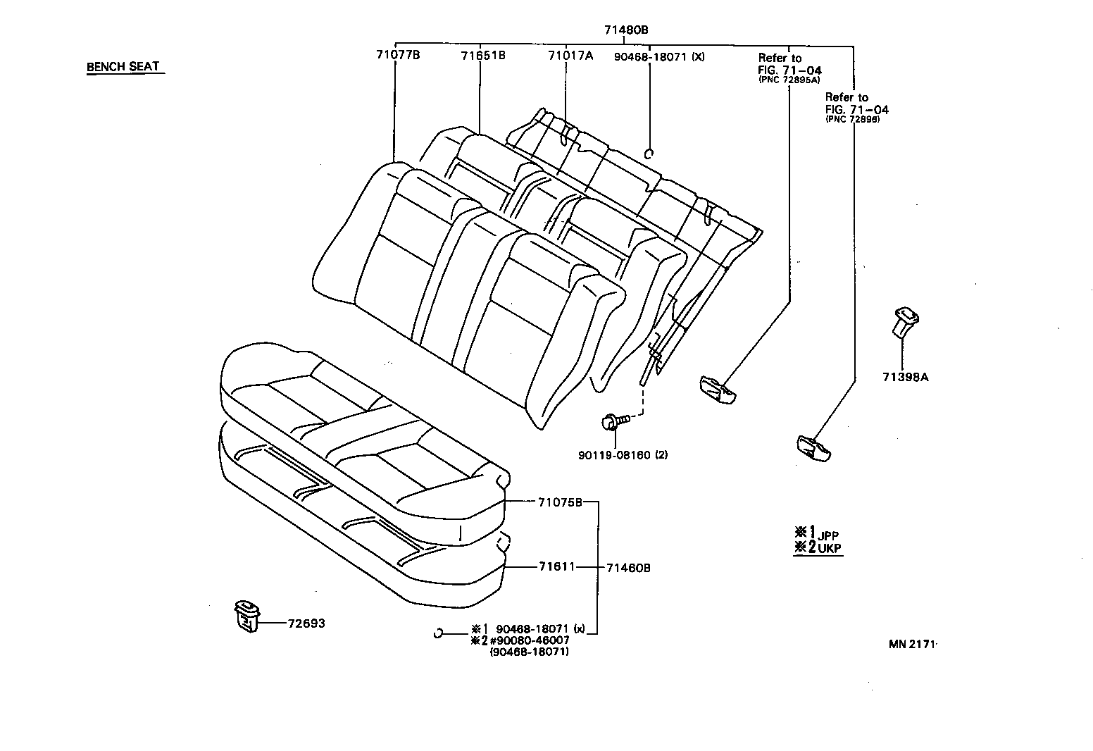 71017-05020 FRAME SUB-ASSY, REAR SEAT BACK product image