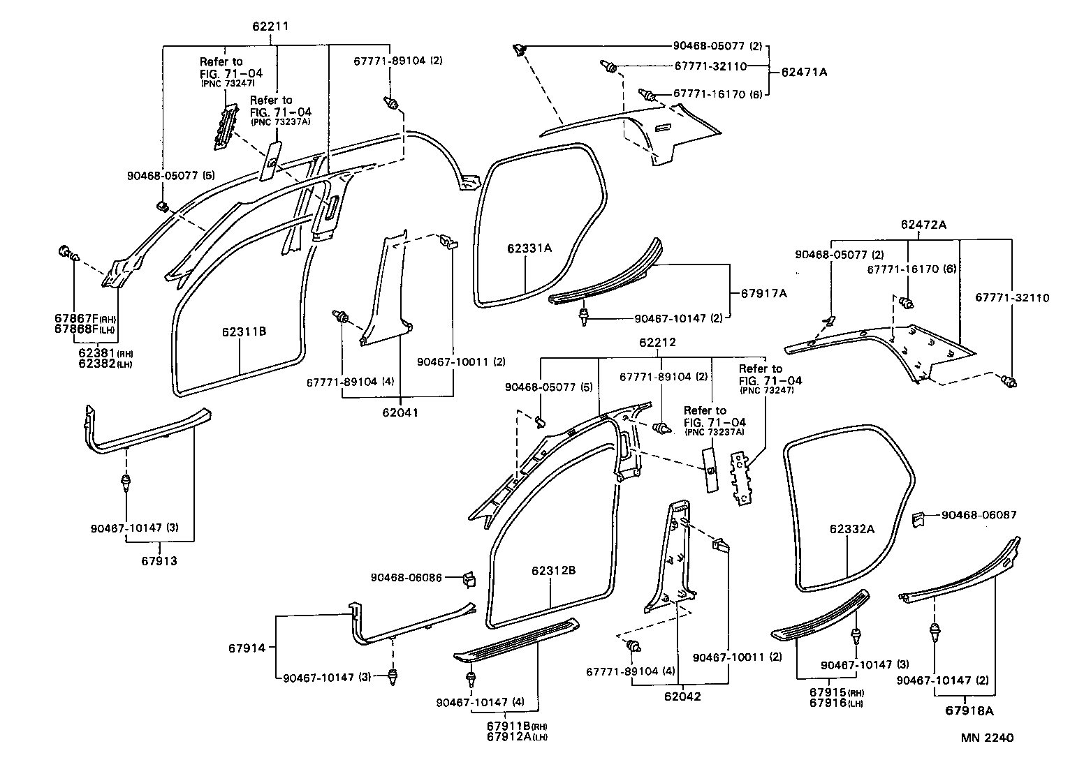 62381-30100 WEATHERSTRIP, ROOF SIDE RAIL, FRONT RH product image
