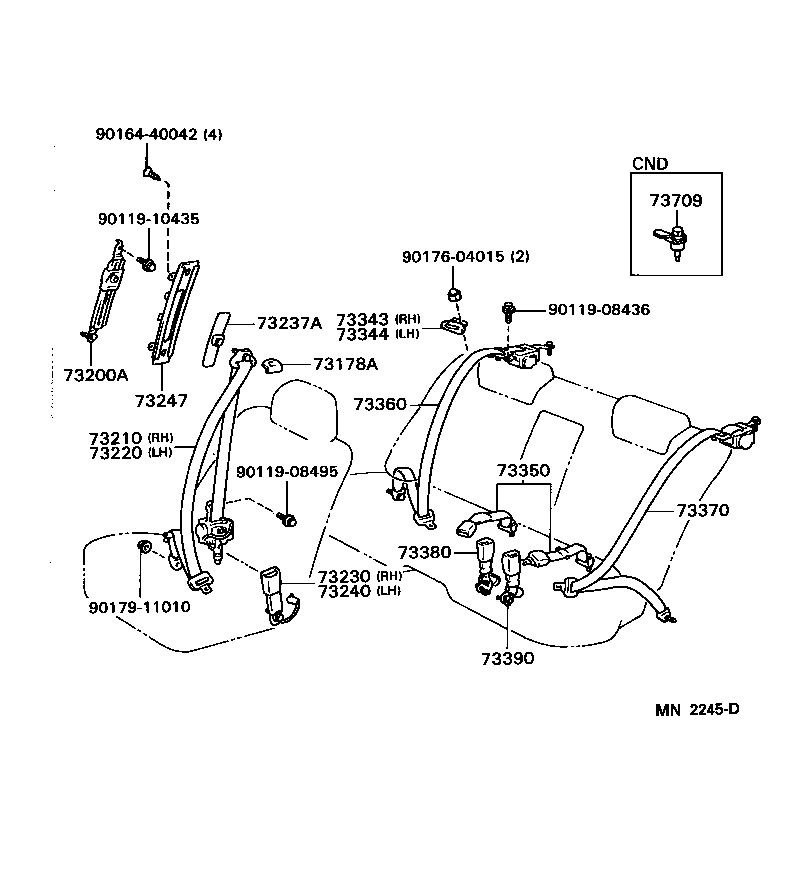 Toyota 73230-30661-B0 BELT ASSY, FRONT SEAT INNER, RH