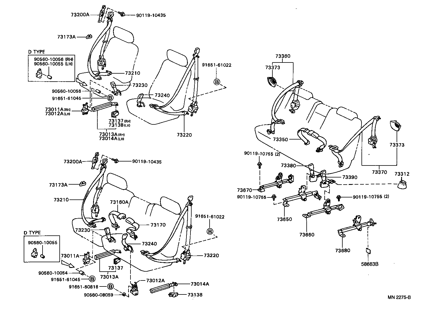 73680-40010 BRACKET ASSY, REAR SEAT BELT OUTER ANCHOR, LH product image