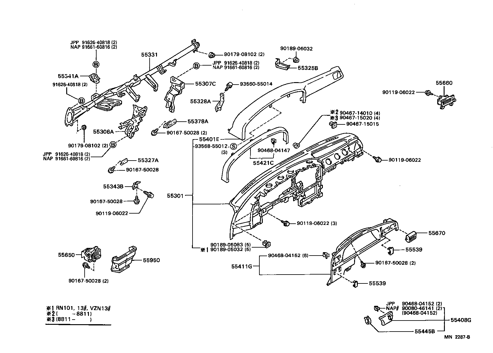 Toyota 55413-04010-B0 PANEL, INSTRUMENT CLUSTER FINISH, CENTER LOWER