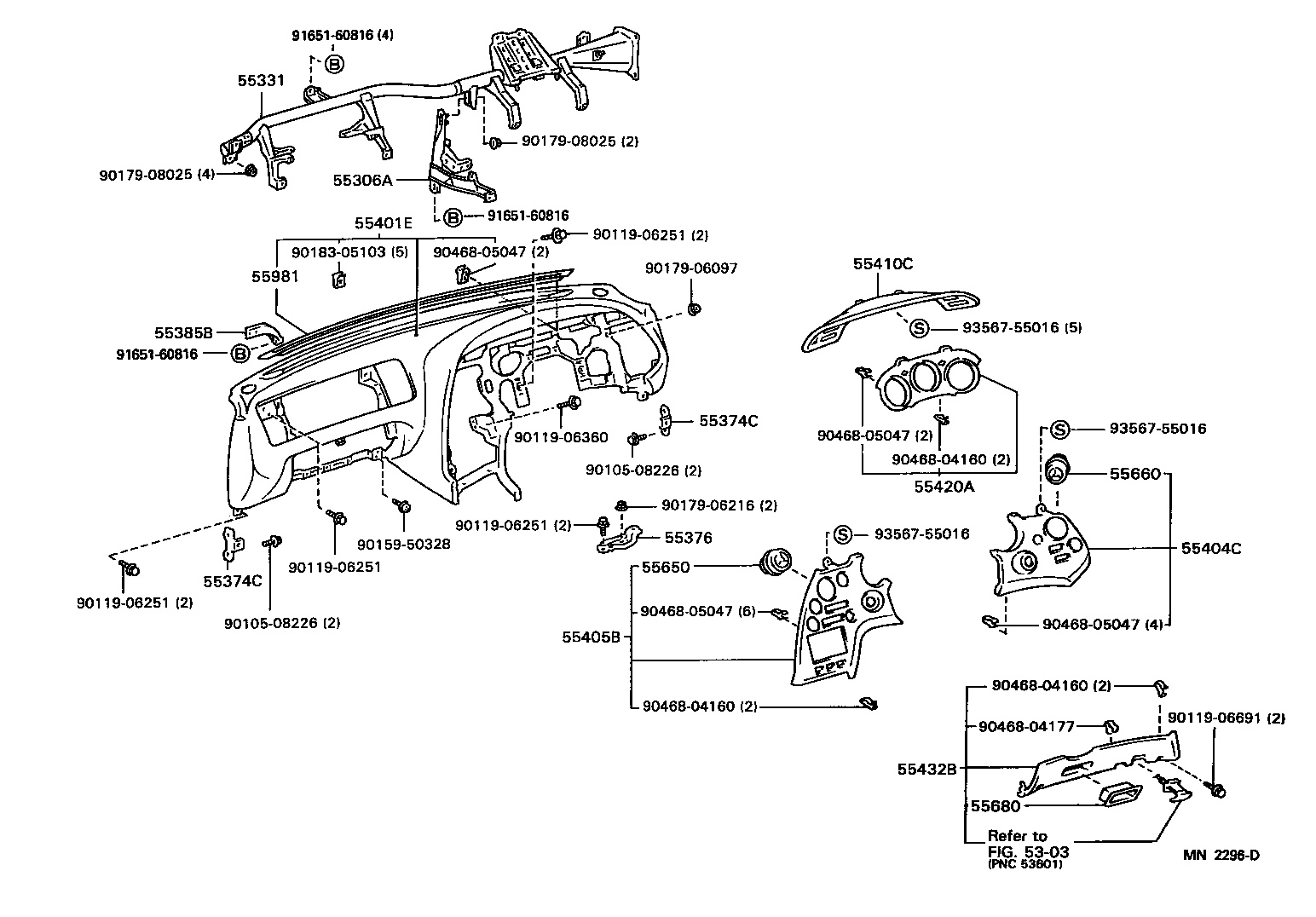 55405-14130 PANEL SUB-ASSY, INSTRUMENT CLUSTER FINISH, CENTER product image