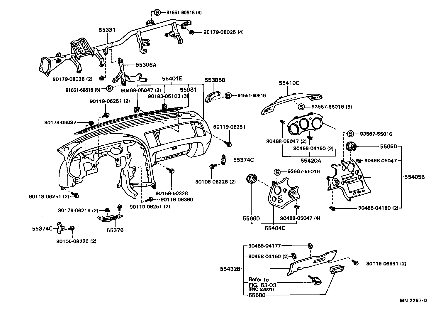 55405-14130 PANEL SUB-ASSY, INSTRUMENT CLUSTER FINISH, CENTER product image