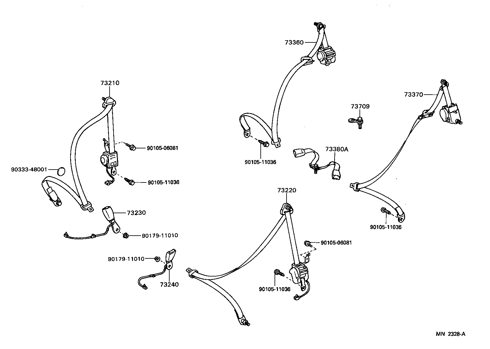 Toyota 73230-14490-C0 BELT ASSY, FRONT SEAT INNER, RH