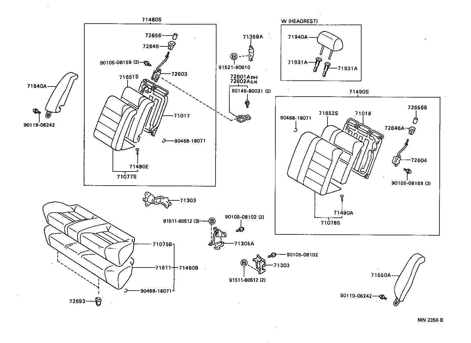 71017-12430 FRAME SUB-ASSY, REAR SEAT BACK, RH product image