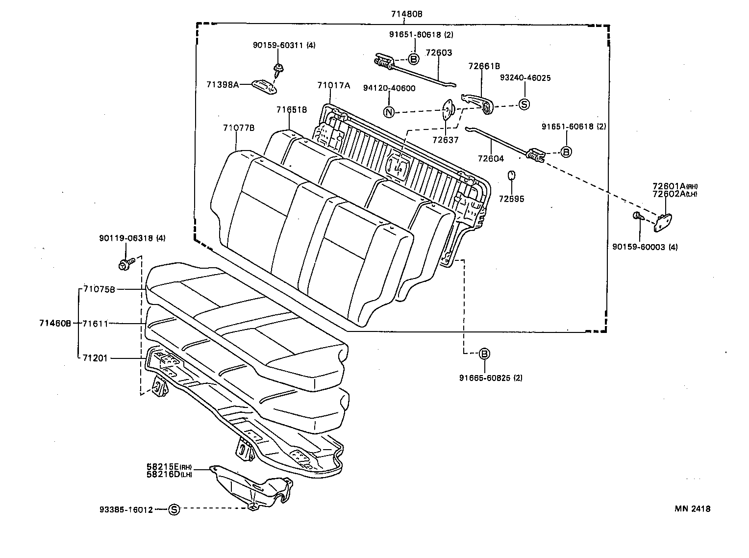 71017-20300 FRAME SUB-ASSY, REAR SEAT BACK, RH product image