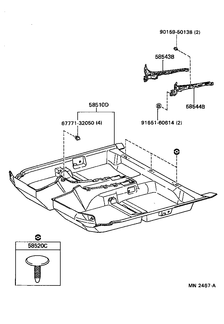 58543-33030 BRACKET, FLOOR CARPET, RH product image