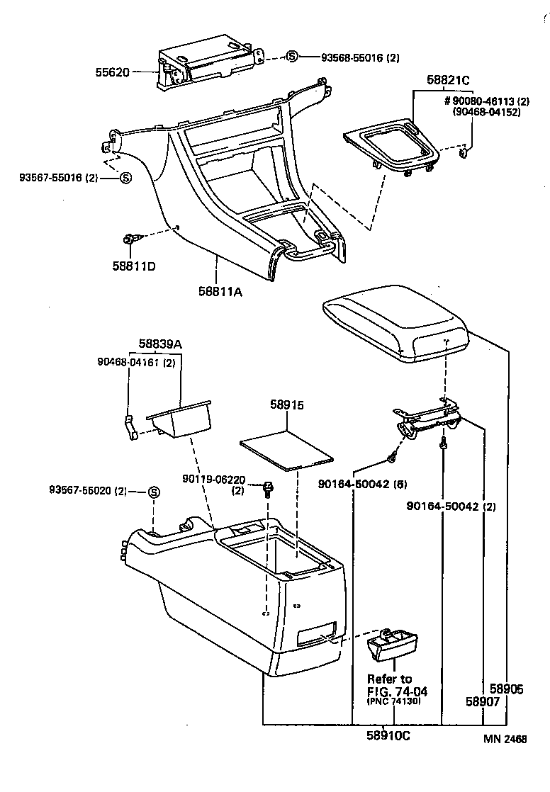 58910-06010-B0 BOX ASSY, CONSOLE, REAR product image