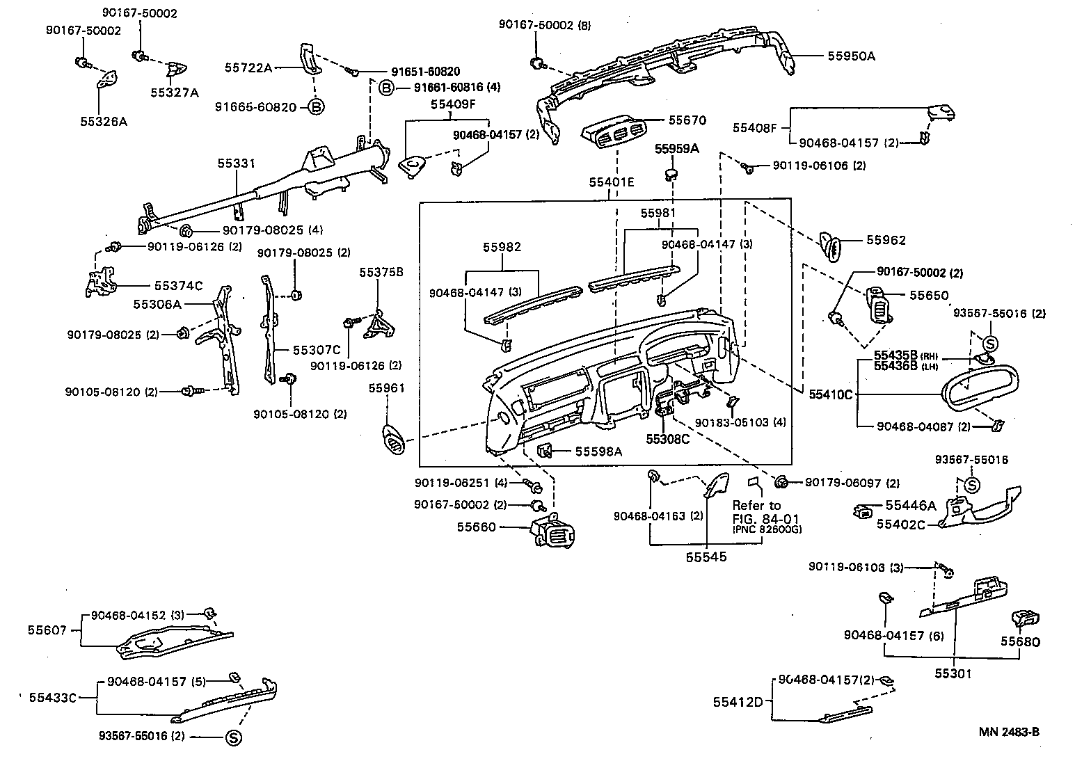 55374-33040 BRACKET, INSTRUMENT PANEL LOWER MOUNTING, NO.1 product image