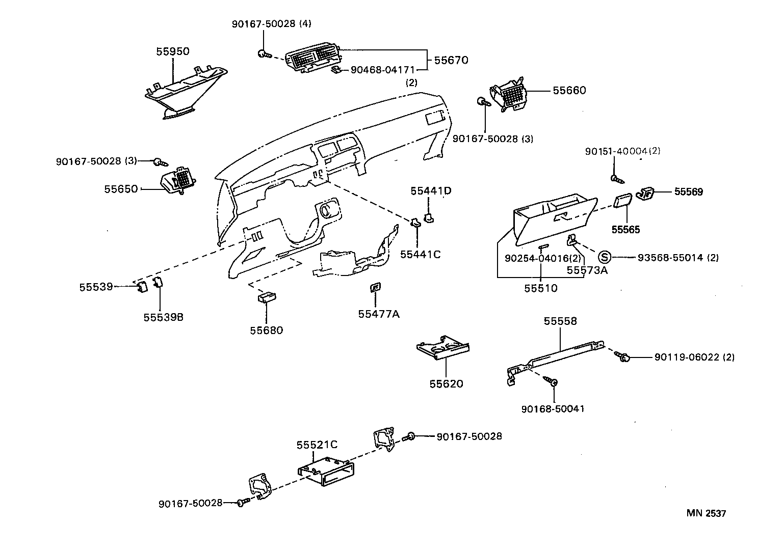 55558-34010 REINFORCEMENT, GLOVE COMPARTMENT DOOR product image
