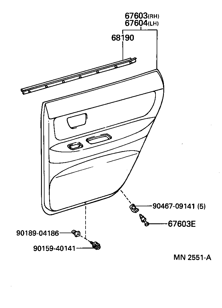 68113-20780 GLASS SUB-ASSY, REAR DOOR, RH product image