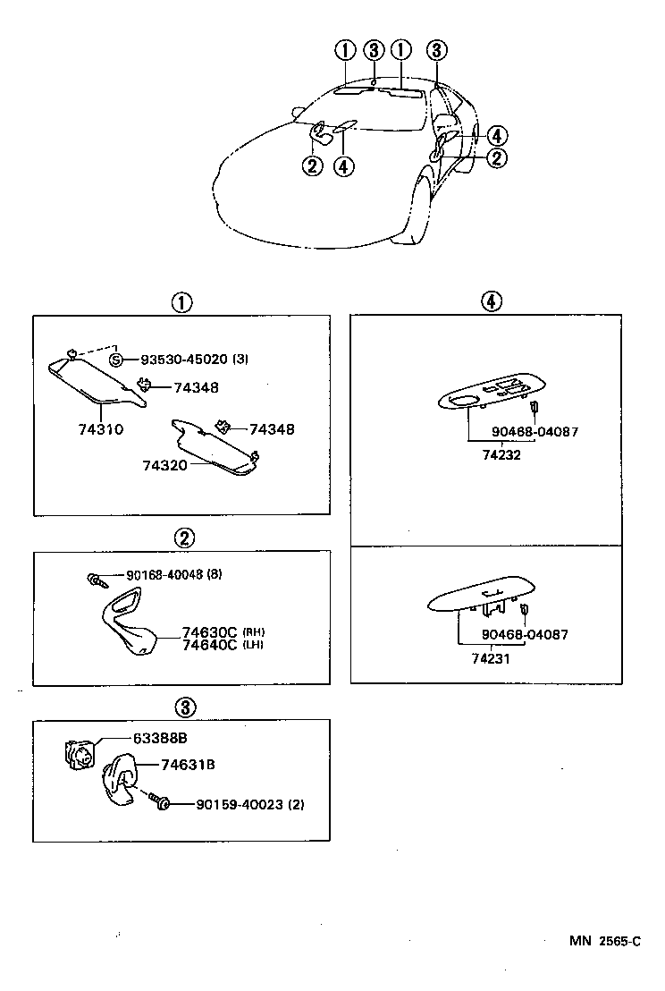 Toyota 74348-22020-B2 HOLDER, VISOR