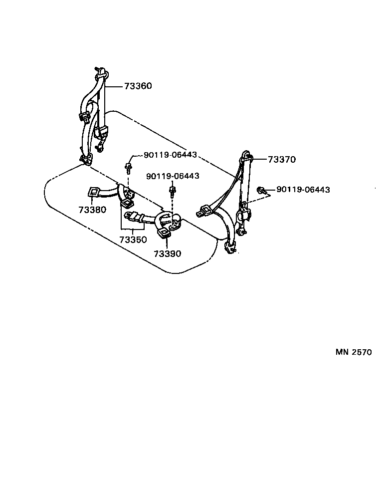73360-37010-B0 BELT ASSY, REAR SEAT 3 POINT TYPE, OUTER RH product image