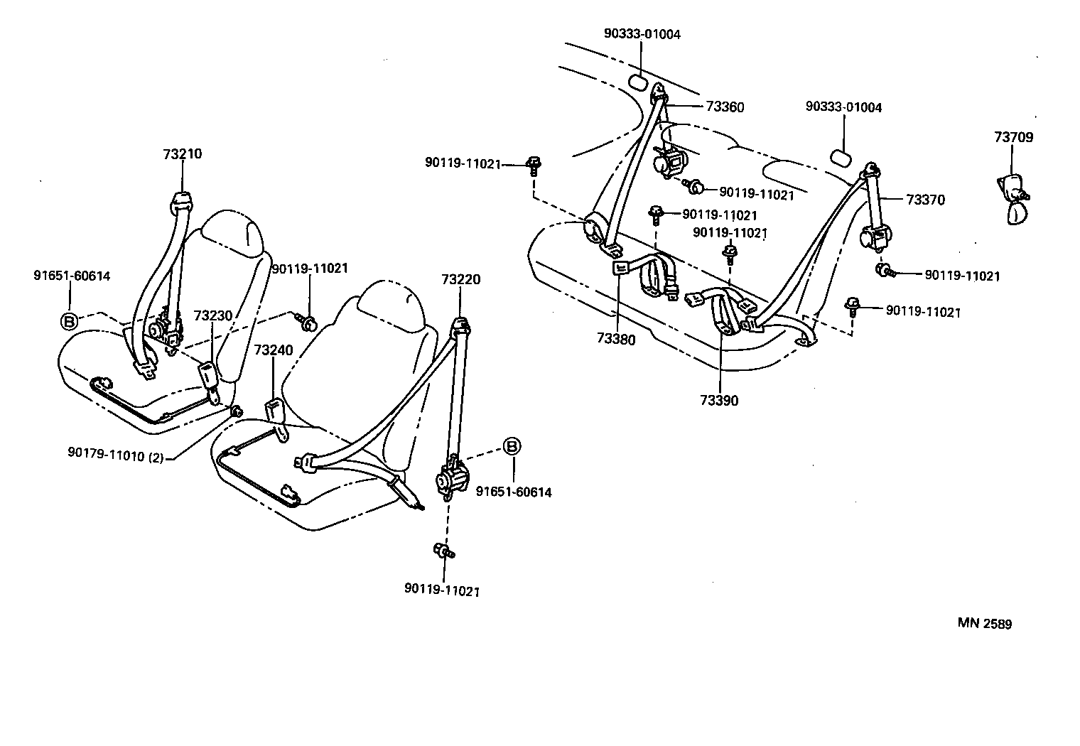 73210-20890-C0 BELT ASSY, FRONT SEAT OUTER, RH product image
