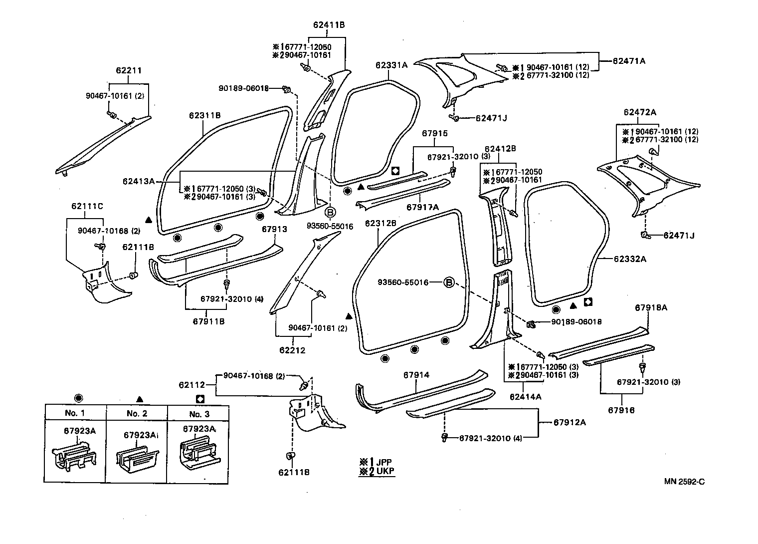 62332-05030 WEATHERSTRIP, REAR DOOR OPENING TRIM, LH product image