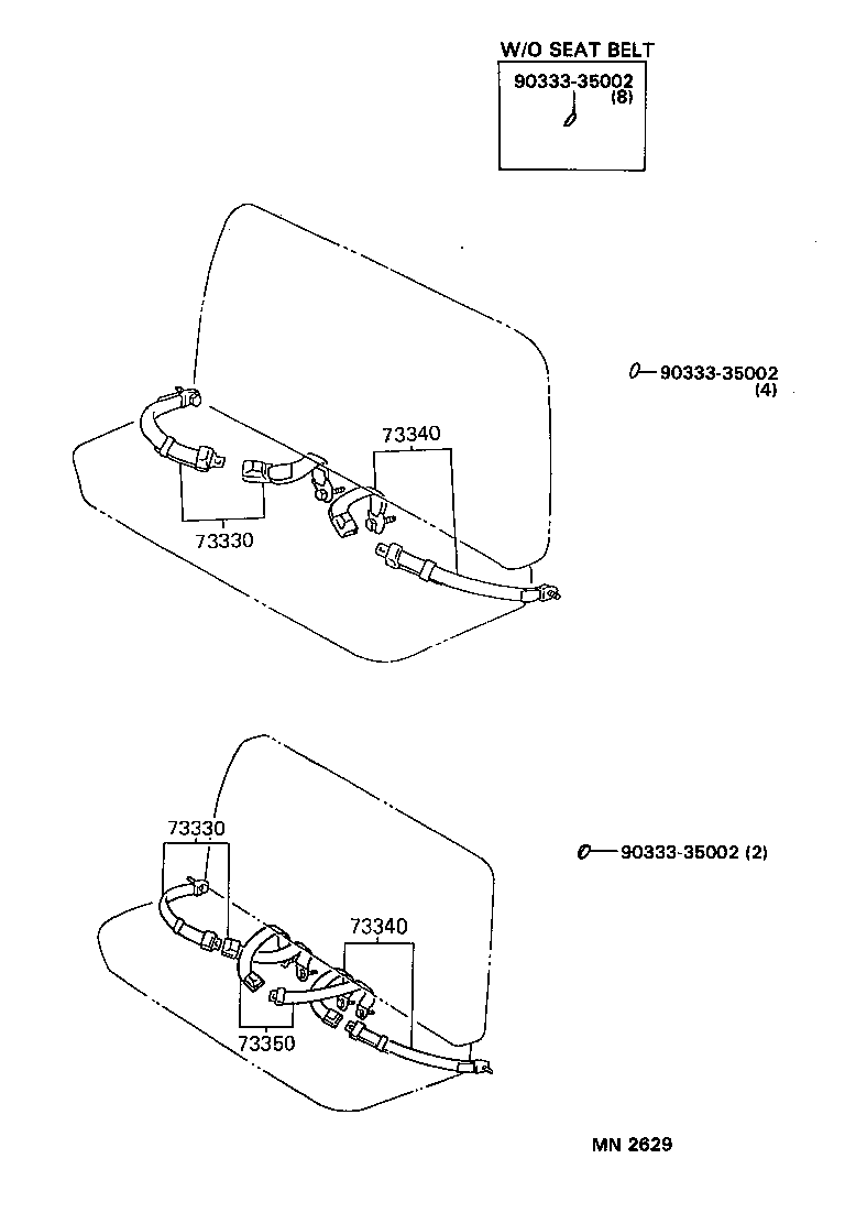 73350-95402-B1 BELT ASSY, REAR SEAT LAP TYPE, CENTER product image